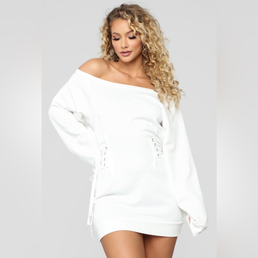 Fashion Nova - White Off The Shoulder Mini Dress